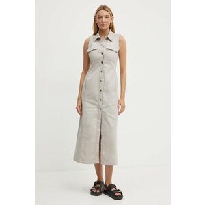 MAX&Co. rochie jeans culoarea gri, midi, drept, 2426226131200 imagine