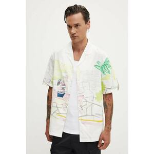 Desigual camasa din bumbac ALPHONSE barbati, culoarea alb, relaxed, 24WMCW05 imagine