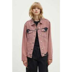 Moschino Jeans geacă din denim femei, culoarea roz, de tranziție, 0502.8222 imagine