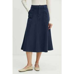 A.P.C. fusta din bumbac jupe laurie culoarea albastru marin, midi, evazati, COGZV.F06410 imagine