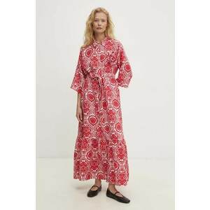 Answear Lab rochie din in culoarea rosu, maxi, evazati imagine
