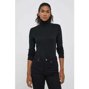 United Colors of Benetton longsleeve din bumbac culoarea negru, cu guler imagine