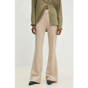 Answear Lab pantaloni femei, culoarea bej, evazati, high waist imagine