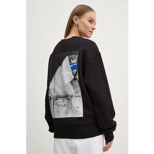 Karl Lagerfeld Jeans hanorac de bumbac femei, culoarea negru, cu imprimeu, 246J1800 imagine