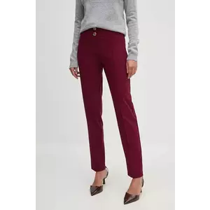 Artigli pantaloni femei, culoarea bordo, drept, high waist, ACPA000219 imagine