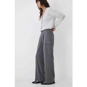 Medicine pantaloni femei, culoarea gri, lat, medium waist imagine