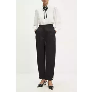 Answear Lab pantaloni femei, culoarea negru, fason chinos, high waist imagine
