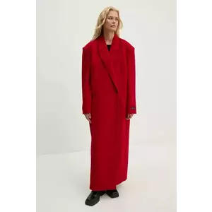 Herskind palton din lana Drew culoarea rosu, de tranzitie, cu doua randuri de nasturi, 5381158 imagine