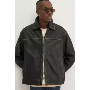 Diesel geaca de piele L-BLIXIA barbati, culoarea negru, de tranzitie, oversize, A14324.0PITR imagine