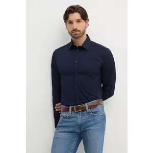 United Colors of Benetton camasa barbati, culoarea albastru marin, cu guler clasic, slim, 5X3LUQ049 imagine