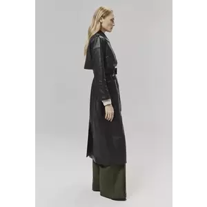 Answear Lab palton de piele femei, culoarea negru, de tranzitie imagine