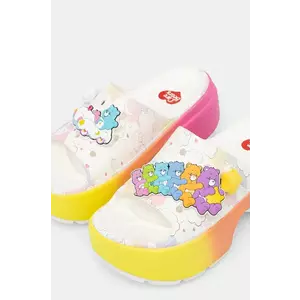 Crocs papuci Care Bears Stomp Slide femei, culoarea alb, cu platforma, 210108 imagine