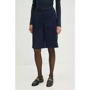 United Colors of Benetton pantaloni scurti femei, culoarea albastru marin, modelator, high waist, 4KHSD901P imagine