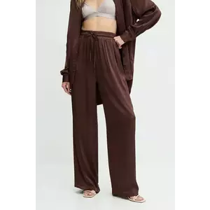 Answear Lab pantaloni femei, culoarea maro, drept, high waist imagine