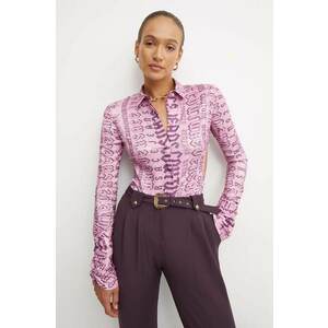 Versace Jeans Couture camasa femei, culoarea roz, cu guler clasic, slim, 77HAL215 NS516 imagine
