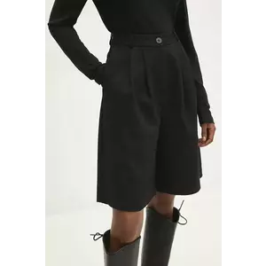 Answear Lab pantaloni scurti femei, culoarea negru, neted, high waist imagine