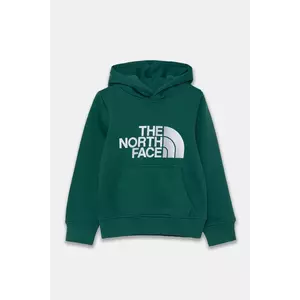 The North Face bluza copii DREW PEAK P/O HOODIE culoarea verde, cu glugă, cu imprimeu, NF0A89HHNL11 imagine
