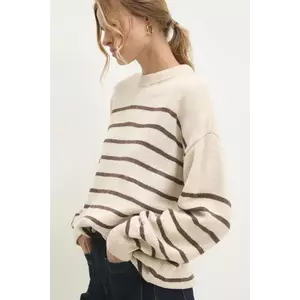 Answear Lab pulover din amestec de lana femei, culoarea maro, light imagine