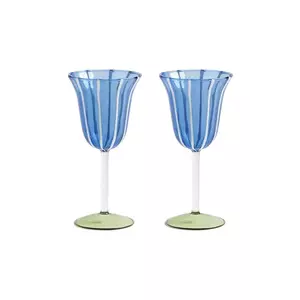 &k amsterdam set de pahare de vin glass eve blue 180 ml 2-pack imagine