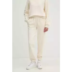 Lacoste pantaloni de trening din bumbac culoarea bej, neted, XF2647 imagine