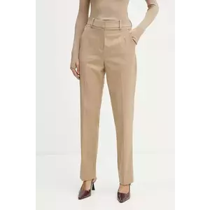 La Mania pantaloni DANA femei, culoarea bej, drept, high waist, DANA imagine