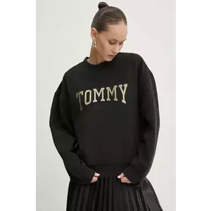 Tommy Jeans bluza femei, culoarea negru, cu imprimeu, DW0DW19845 imagine