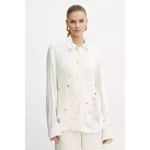Forte Forte camasa femei, culoarea bej, cu guler clasic, regular, 13257_my shirt imagine