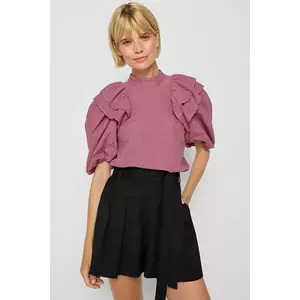 Bizuu pantaloni scurti KANDYS femei, culoarea negru, neted, high waist, KANDYS CZARNY imagine
