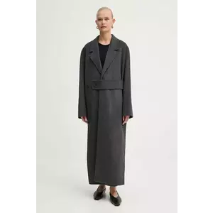 AERON palton de lana culoarea gri, de tranzitie, CO118453 imagine