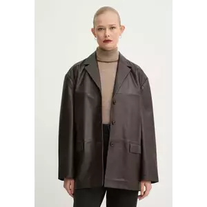 2NDDAY sacou de piele Harrison culoarea maro, oversize, neted, 2251515672 imagine