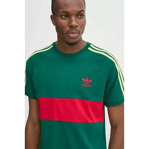 adidas Originals tricou din bumbac 3S PANEL barbati, culoarea verde, modelator, JD4277 imagine