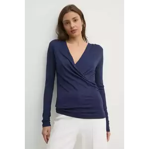 United Colors of Benetton bluză din cașmir culoarea albastru marin, neted, 3R0KD401J imagine