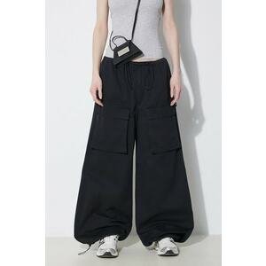 MM6 Maison Margiela pantaloni femei, culoarea negru, lat, high waist, S52KA0478 imagine