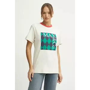 MAX&Co. tricou din bumbac femei, culoarea bej, 2518971041200 imagine