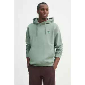 adidas Originals hanorac de bumbac Essential barbati, culoarea verde, cu glugă, neted, JD2410 imagine