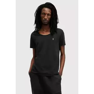 AllSaints tricou din bumbac FARIS bărbați, culoarea negru, uni, M017JB imagine