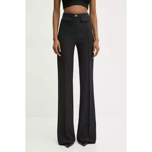 Elisabetta Franchi pantaloni femei, culoarea negru, evazati, high waist, PA07851E2 imagine