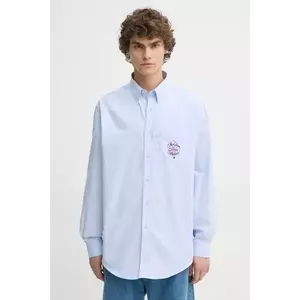Drôle de Monsieur camasa din bumbac La Chemise Slogan Vignes barbati, cu guler button-down, regular, F-SH199-CO116-LBE imagine