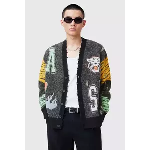 AllSaints cardigan din amestec de lana AKKI barbati, culoarea negru, M009KC imagine