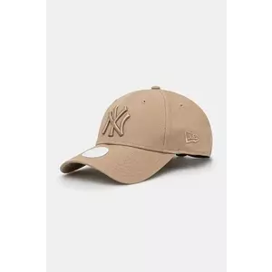 New Era șapcă de baseball din bumbac LEAGUE ESSENTIAL 9FORTY® NEW YORK YANKEES culoarea maro, neted, 60471463 imagine