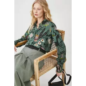 Medicine camasa femei, culoarea verde, cu guler clasic, relaxed imagine