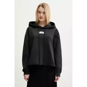 MM6 Maison Margiela hanorac de bumbac femei, culoarea negru, cu glugă, cu imprimeu, S52GU0235.M25012 imagine