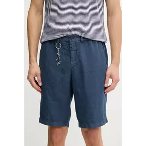 Paul&Shark pantaloni scurți din in bărbați, culoarea bleumarin, 25414037 imagine