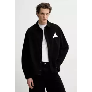 Heliot Emil cămașă din denim bărbați, culoarea negru, cu guler clasic, relaxed, SS25_M_05_066_BLK01 imagine