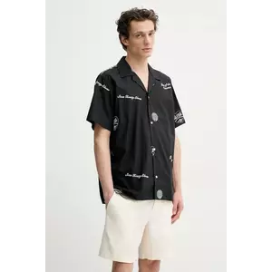 Les Deux camasa din bumbac barbati, culoarea negru, relaxed, LDM401096 imagine