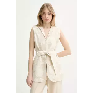 Blugirl Blumarine vestă cu amestec de in culoarea bej, un singur rand de nasturi, RA5127.T2942 imagine