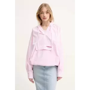 Fiorucci hanorac de bumbac Gingham Logo Hoodie Shirt femei, culoarea roz, cu glugă, cu imprimeu, W02SPTLO286CO01PN02 imagine