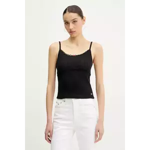 Tommy Jeans top din bumbac culoarea negru, DW0DW20620 imagine