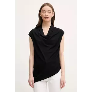 Sisley bluză femei, culoarea negru, uni, 5FNTLQ08P imagine