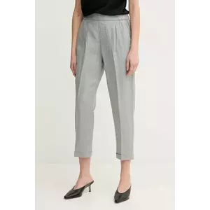 United Colors of Benetton pantaloni din in femei, culoarea gri, fason tigareta, high waist, 4AGH558X5 imagine